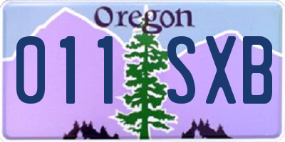 OR license plate 011SXB