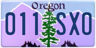 OR license plate 011SXO