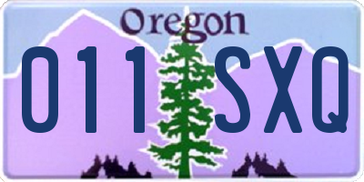 OR license plate 011SXQ