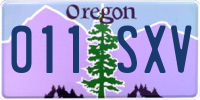 OR license plate 011SXV