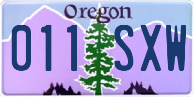 OR license plate 011SXW