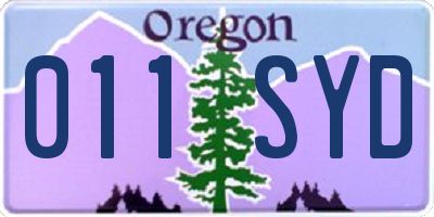 OR license plate 011SYD