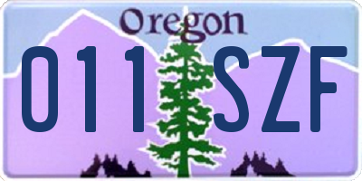 OR license plate 011SZF