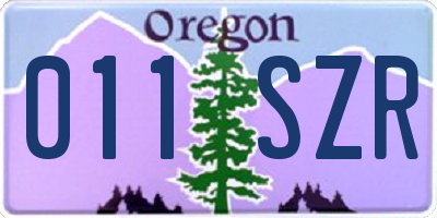 OR license plate 011SZR