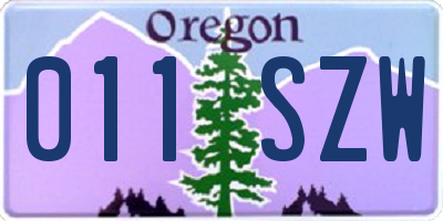 OR license plate 011SZW