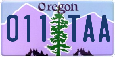 OR license plate 011TAA
