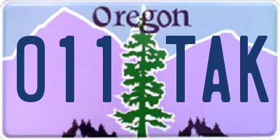 OR license plate 011TAK