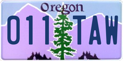 OR license plate 011TAW