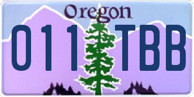 OR license plate 011TBB