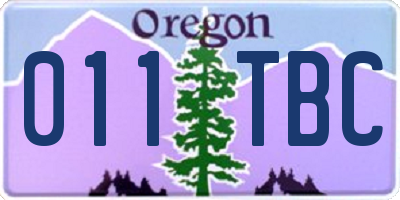 OR license plate 011TBC