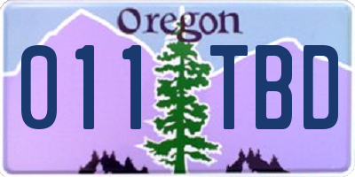 OR license plate 011TBD