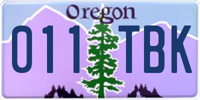 OR license plate 011TBK