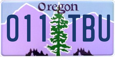 OR license plate 011TBU