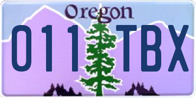 OR license plate 011TBX