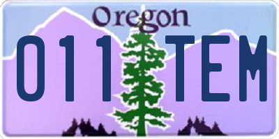 OR license plate 011TEM