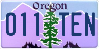 OR license plate 011TEN