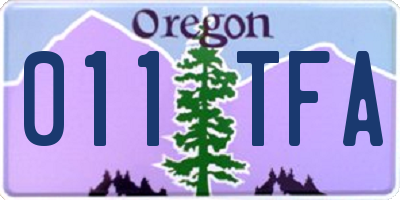 OR license plate 011TFA