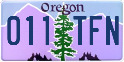OR license plate 011TFN