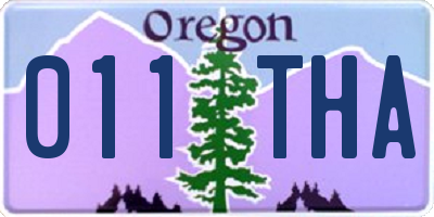 OR license plate 011THA