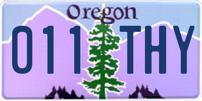 OR license plate 011THY