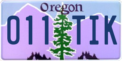 OR license plate 011TIK