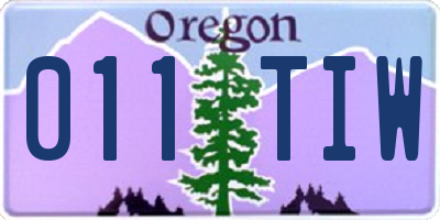 OR license plate 011TIW