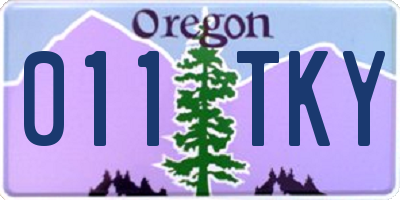 OR license plate 011TKY