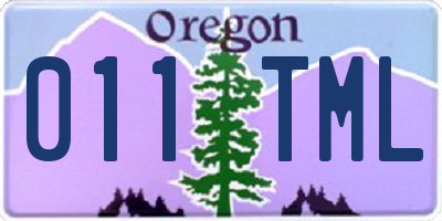 OR license plate 011TML