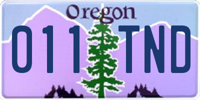 OR license plate 011TND