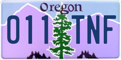 OR license plate 011TNF