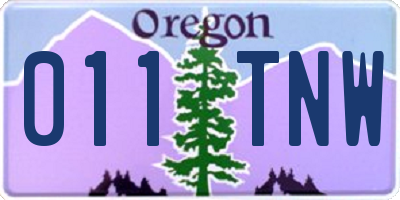 OR license plate 011TNW