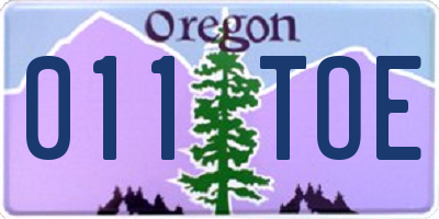 OR license plate 011TOE