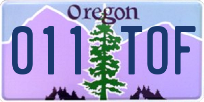OR license plate 011TOF