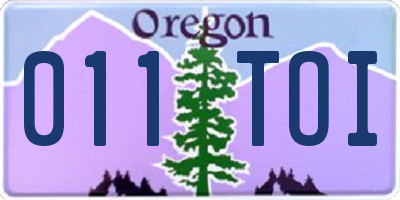 OR license plate 011TOI