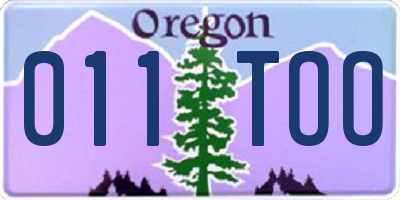 OR license plate 011TOO