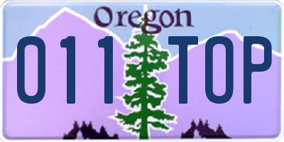 OR license plate 011TOP