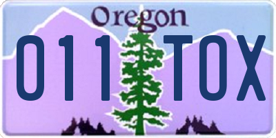 OR license plate 011TOX