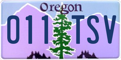 OR license plate 011TSV