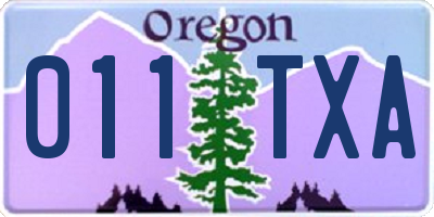OR license plate 011TXA