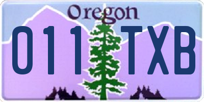 OR license plate 011TXB