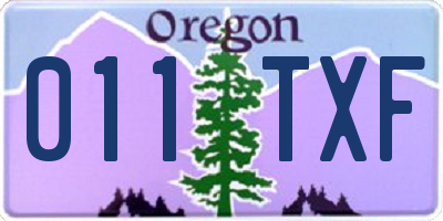 OR license plate 011TXF