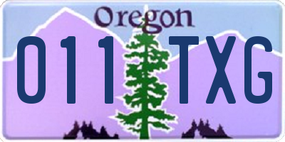 OR license plate 011TXG