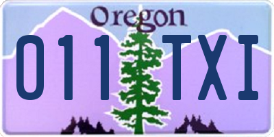 OR license plate 011TXI