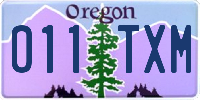 OR license plate 011TXM