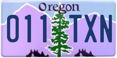 OR license plate 011TXN
