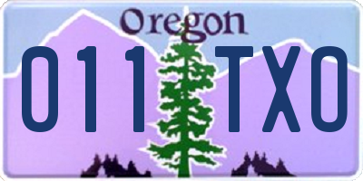 OR license plate 011TXO