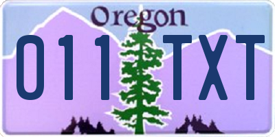 OR license plate 011TXT