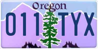 OR license plate 011TYX