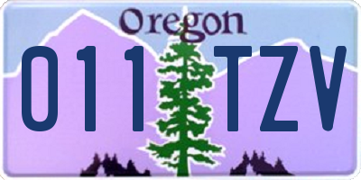 OR license plate 011TZV