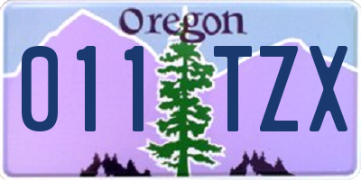 OR license plate 011TZX
